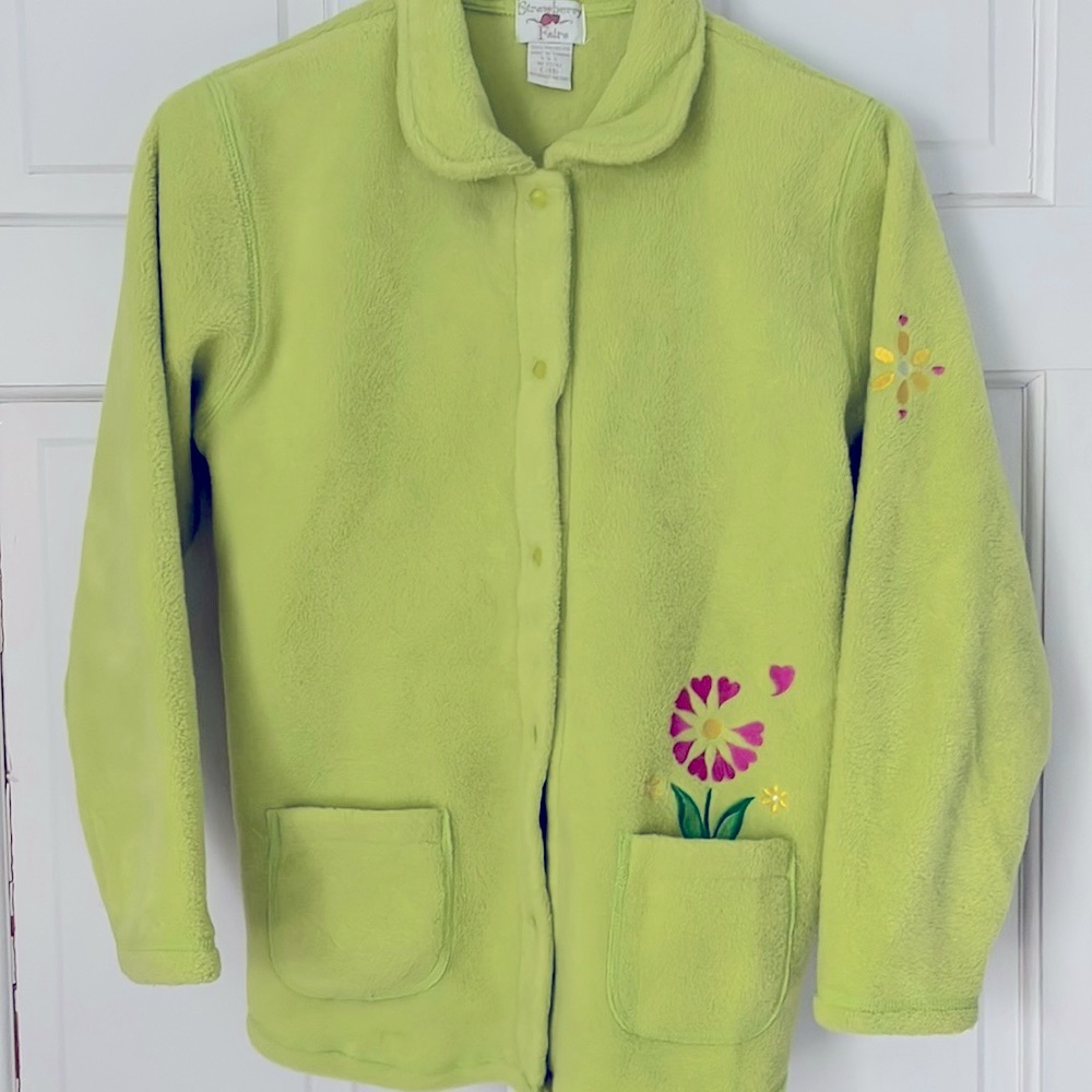 Strawberry Faire snap front girls light weight fleece.